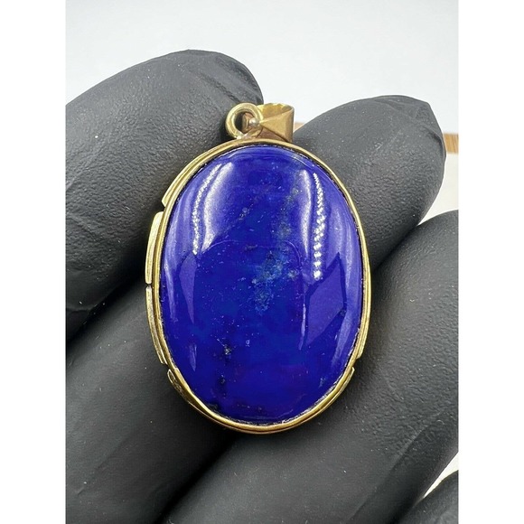 1 lapis lazuli Pendants Handmade Gold Brass Mine 4 Dark Blue Jewelry - Picture 8 of 11